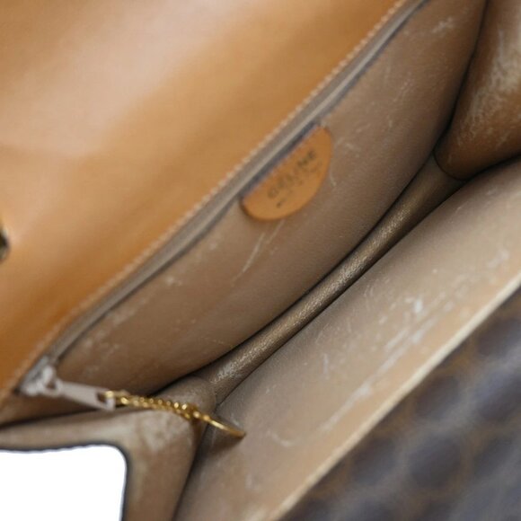 CELINE Logo Macadam Pattern Hand Bag PVC Leather Brown GHW Italy 67EF790 - Picture 10 of 16